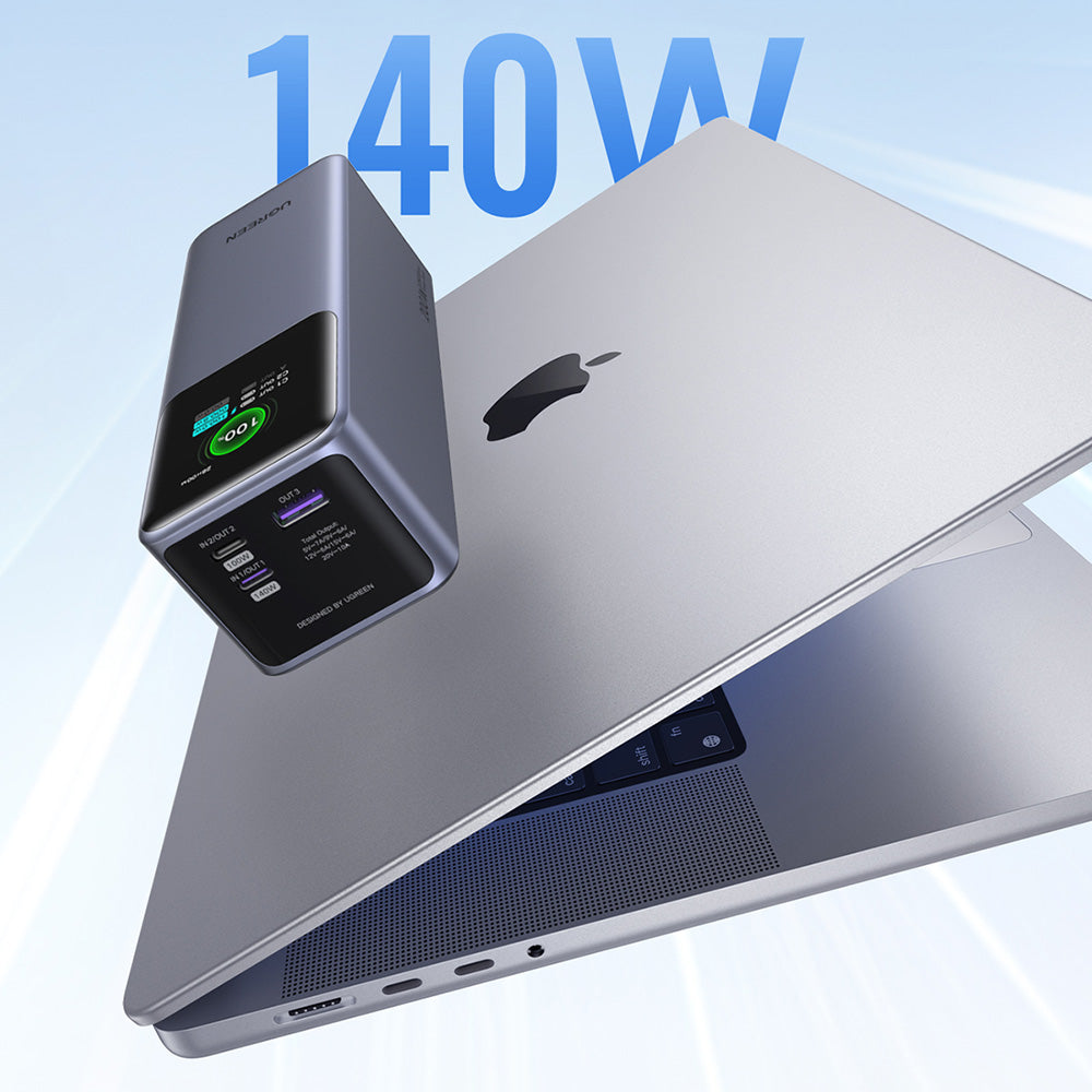 Baterie externa Ugreen PB722 (35525B), Fast Charging, Digital Display, 25000mAh, USB, 2x Type-C, 200W, QC, PD, 5V/3A, Gri