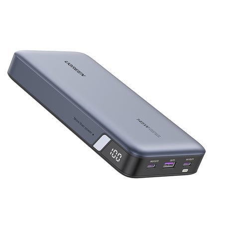 Baterie externa Ugreen PB205 (90597A), Fast Charge, Digital Display, 25000mAh, USB, 2x Type-C, PD3.0, 145W, 5V/3A, Gri Spatial