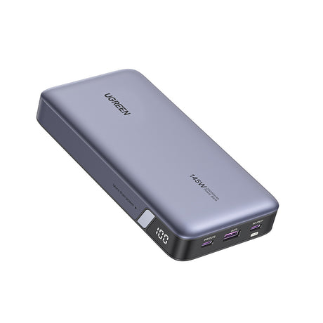 Baterie externa Ugreen PB205 (90597A), Fast Charge, Digital Display, 25000mAh, USB, 2x Type-C, PD3.0, 145W, 5V/3A, Gri Spatial
