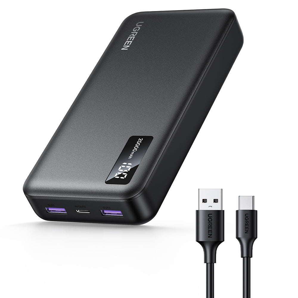 Baterie externa Ugreen PB312 (25683), Fast Charging, Digital Display, 20000mAh, 2x USB, 2x Type-C, PD3.0, 5V/3A, Negru
