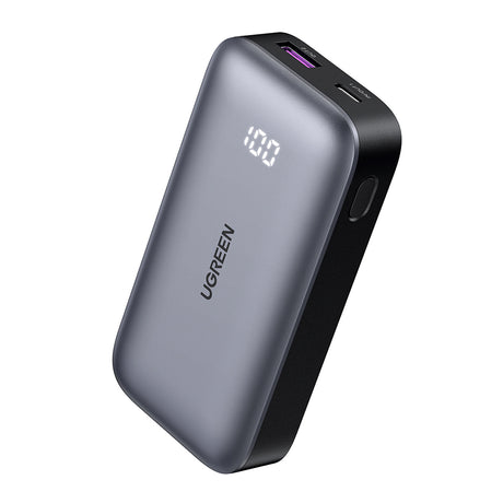 Baterie externa Ugreen PB502 (25185), Fast Charging, with Digital Display, 10000mAh, USB, Type-C, 30W, 5V/3A, Gri
