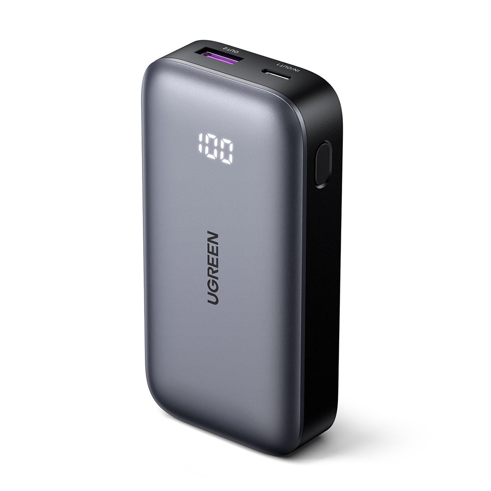 Baterie externa Ugreen PB502 (25185), Fast Charging, with Digital Display, 10000mAh, USB, Type-C, 30W, 5V/3A, Gri
