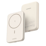 Baterie externa Ugreen PB560 (25207), Fast Charge, Wireless, Magnetic, 5000mAh, USB-C, 15W, 5V/3A, with Type-C Cable, Bej