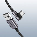 Cablu Ugreen Right Angle US284 (50942), USB-C, 18W 3A, 2m, Gri