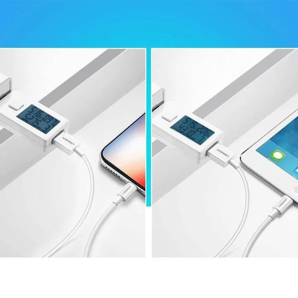 Cablu Ugreen US155 (20730), for iPhone, iPad, iPod, USB to Lightning, 5V/2.4A, 480Mbps, MFi Ceritified, 2m, Alb