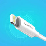 Cablu Ugreen US155 (20728), for iPhone, iPad, iPod, USB to Lightning, 5V/2.4A, 480Mbps, MFi Ceritified, 1m, Alb