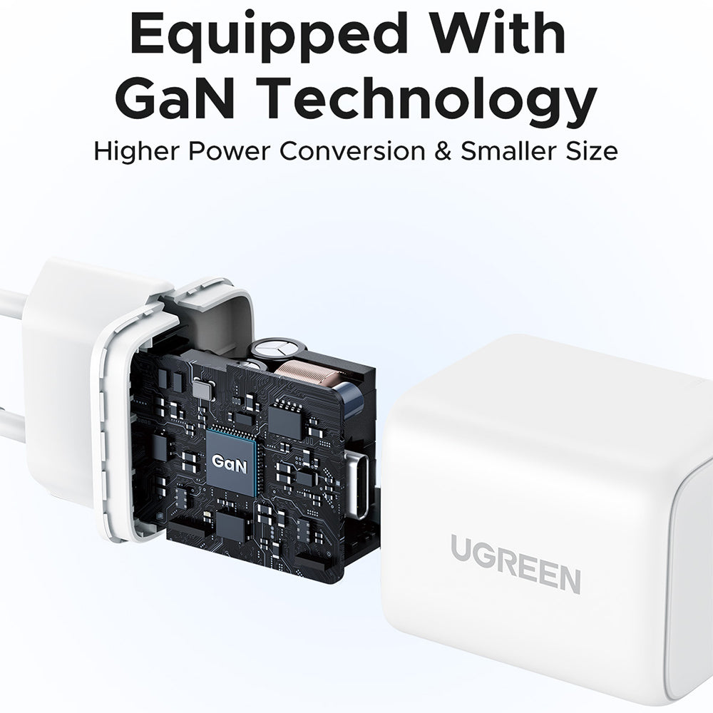 Incarcator Ugreen X512 (55554), USB-C, GaN, Fast Charging, 20W, PD3.0, QC4, 3A, Alb