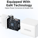 Incarcator Ugreen X512 (55554), USB-C, GaN, Fast Charging, 20W, PD3.0, QC4, 3A, Alb