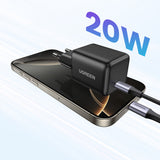 Incarcator Ugreen X512 (55553), USB-C, GaN, Fast Charging, 20W, PD3.0, QC4, 3A, Negru