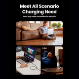 Cablu Ugreen L513 (45068), USB-C to Type-C, Fast Charging, PD240W, 5A, 480Mbps, 2m, Gri Spatial