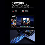 Cablu Ugreen L513 (45067), USB-C to Type-C, Fast Charging, PD240W, 5A, 480Mbps, 1m, Gri Spatial