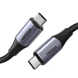Cablu Ugreen US355 (80150), Type-C, Fast Charging, 100W, 5A, 4K, 10Gbps, Smart Chip, Audio-Video, Nylon, 1m, Negru