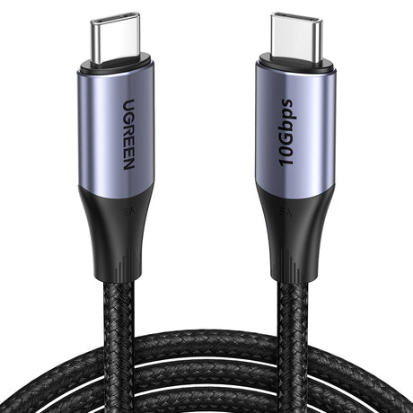Cablu Ugreen US355 (80150), Type-C, Fast Charging, 100W, 5A, 4K, 10Gbps, Smart Chip, Audio-Video, Nylon, 1m, Negru
