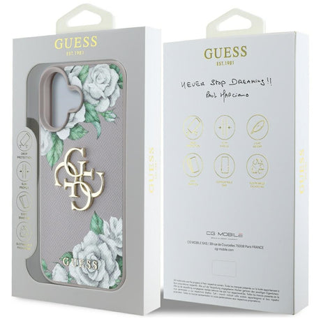 Husa de protectie Guess Hardcase 4G Grained Roses Big Logo (GUHCP16SPGROP4MU) compatibil cu iPhone 16, Mov