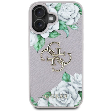 Husa de protectie Guess Hardcase 4G Grained Roses Big Logo (GUHCP16SPGROP4MU) compatibil cu iPhone 16, Mov