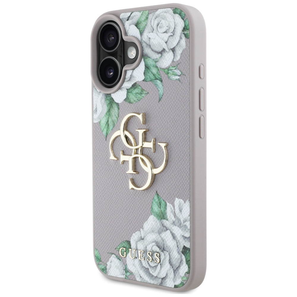 Husa de protectie Guess Hardcase 4G Grained Roses Big Logo (GUHCP16SPGROP4MU) compatibil cu iPhone 16, Mov