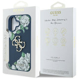 Husa de protectie Guess Hardcase 4G Grained Roses Big Logo (GUHCP16SPGROP4MB) compatibil cu iPhone 16, Albastru
