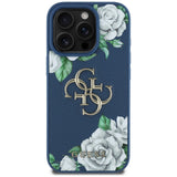 Husa de protectie Guess Hardcase 4G Grained Roses Big Logo (GUHCP16LPGROP4MB) compatibil cu iPhone 16 Pro, Albastru