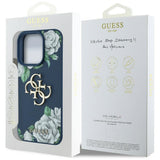 Husa de protectie Guess Hardcase 4G Grained Roses Big Logo (GUHCP16LPGROP4MB) compatibil cu iPhone 16 Pro, Albastru