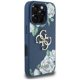 Husa de protectie Guess Hardcase 4G Grained Roses Big Logo (GUHCP16LPGROP4MB) compatibil cu iPhone 16 Pro, Albastru