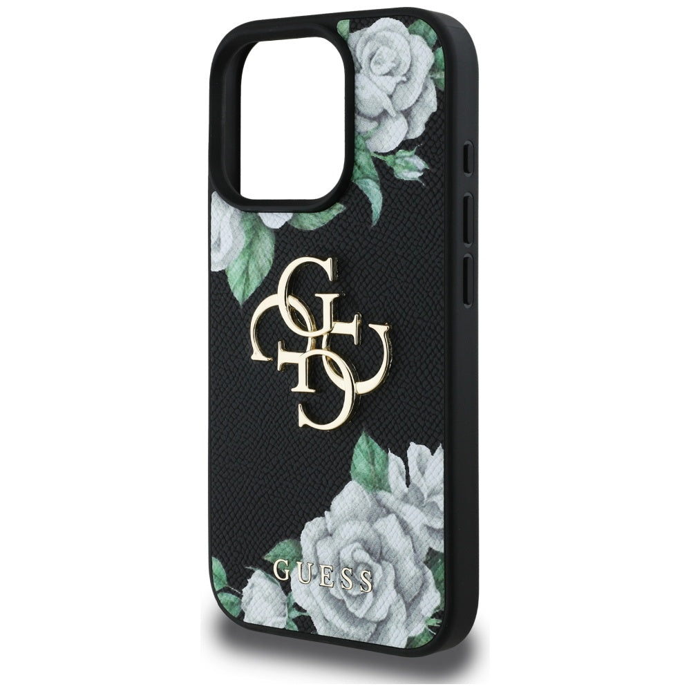 Husa de protectie Guess Hardcase 4G Grained Roses Big Logo (GUHCP16XPGROP4MK) compatibil cu iPhone 16 Pro Max, Negru
