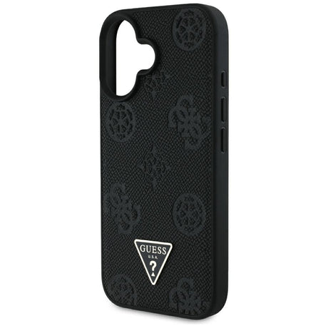 Husa de protectie Guess Peony Grained Hot Stamp Triangle MagSafe (GUHMP16SPGBTMK) compatibil cu iPhone 16, Negru