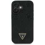 Husa de protectie Guess Peony Grained Hot Stamp Triangle MagSafe (GUHMP16SPGBTMK) compatibil cu iPhone 16, Negru