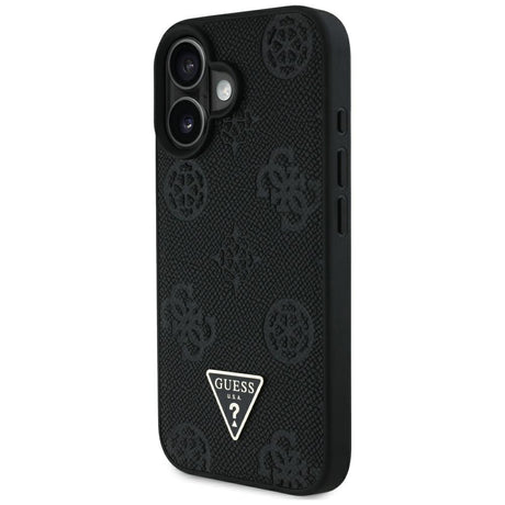 Husa de protectie Guess Peony Grained Hot Stamp Triangle MagSafe (GUHMP16SPGBTMK) compatibil cu iPhone 16, Negru