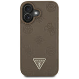 Husa de protectie Guess Peony Grained Hot Stamp Triangle MagSafe (GUHMP16SPGBTMW) compatibil cu iPhone 16, Maro