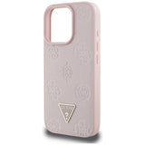 Husa de protectie Guess Peony Grained Hot Stamp Triangle MagSafe (GUHMP16LPGBTMP) compatibil cu iPhone 16 Pro, Roz