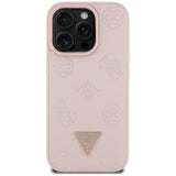 Husa de protectie Guess Peony Grained Hot Stamp Triangle MagSafe (GUHMP16LPGBTMP) compatibil cu iPhone 16 Pro, Roz