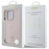 Husa de protectie Guess Peony Grained Hot Stamp Triangle MagSafe (GUHMP16LPGBTMP) compatibil cu iPhone 16 Pro, Roz