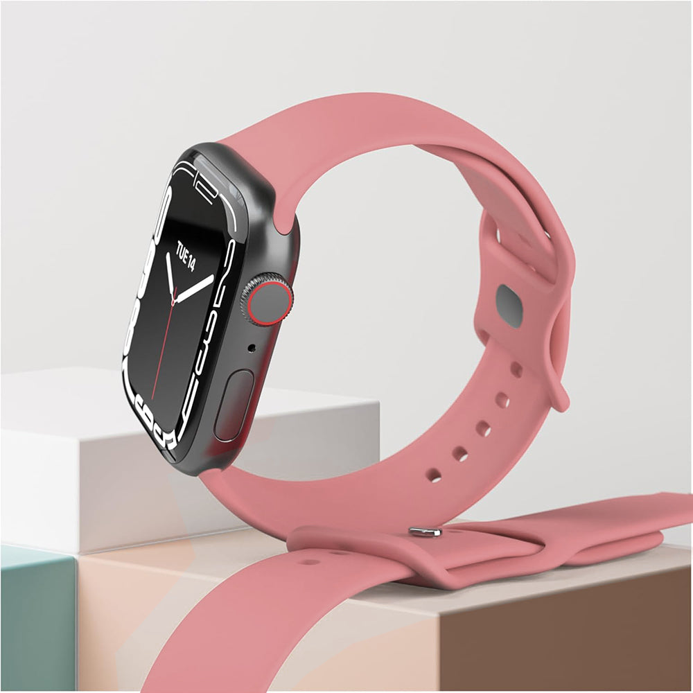 Curea smartwatch Techsuit Watchband (W031) compatibil cu Apple Watch 1/2/3/4/5/6/7/8/9/10/11/SE/SE 2/SE 3 (38/40/41/42mm), Roz