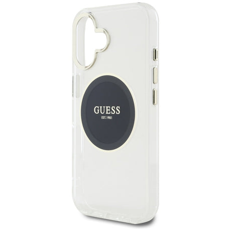 Husa de protectie Guess IML Metal Colored Circle MagSafe (GUHMP16SHTDRCEDK) compatibil cu iPhone 16, Negru