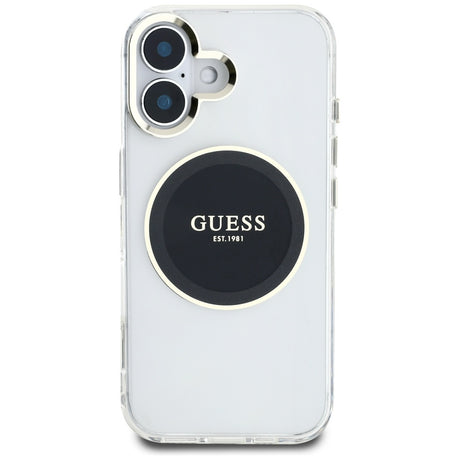 Husa de protectie Guess IML Metal Colored Circle MagSafe (GUHMP16SHTDRCEDK) compatibil cu iPhone 16, Negru