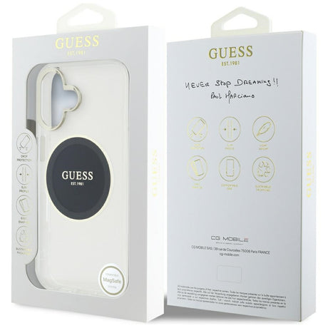 Husa de protectie Guess IML Metal Colored Circle MagSafe (GUHMP16SHTDRCEDK) compatibil cu iPhone 16, Negru