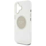 Husa de protectie Guess IML Metal Colored Circle MagSafe (GUHMP16SHTDRCEDG) compatibil cu iPhone 16, Gri