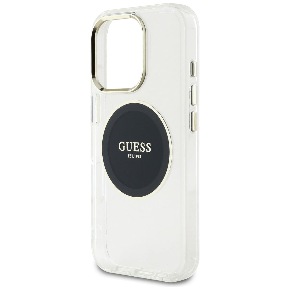 Husa de protectie Guess IML Metal Colored Circle MagSafe (GUHMP16LHTDRCEDK) compatibil cu iPhone 16 Pro, Negru