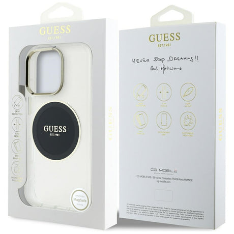 Husa de protectie Guess IML Metal Colored Circle MagSafe (GUHMP16LHTDRCEDK) compatibil cu iPhone 16 Pro, Negru