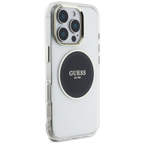 Husa de protectie Guess IML Metal Colored Circle MagSafe (GUHMP16LHTDRCEDK) compatibil cu iPhone 16 Pro, Negru