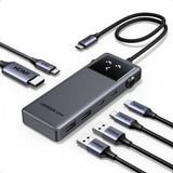 Hub/Dock Ugreen Docking Station Uno 6in1 CM888 (35998), LED Display, 2x USB, 2x Type-C, HDMI, 10Gb/s, 4K, 100W, SD/TF Slot, Negru