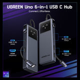 Hub/Dock Ugreen Docking Station Uno 6in1 CM888 (35998), LED Display, 2x USB, 2x Type-C, HDMI, 10Gb/s, 4K, 100W, SD/TF Slot, Negru