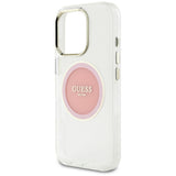 Husa de protectie Guess IML Metal Colored Circle MagSafe (GUHMP16LHTDRCEDP) compatibil cu iPhone 16 Pro, Roz