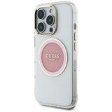 Husa de protectie Guess IML Metal Colored Circle MagSafe (GUHMP16LHTDRCEDP) compatibil cu iPhone 16 Pro, Roz