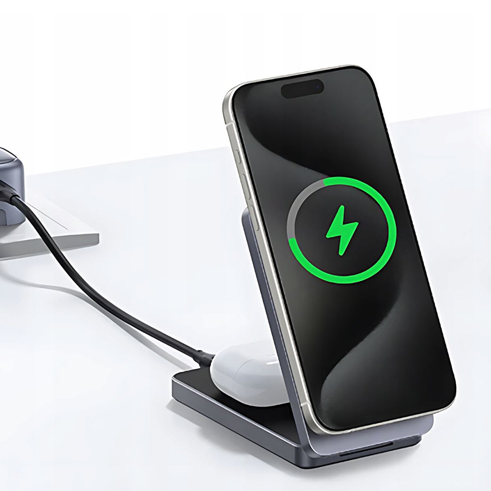 Incarcator Ugreen Wireless W528 (45055), 2in1, for iPhone, AirPods, MagSafe, USB-C, Foldable, 20W, 3A, Qi2- White