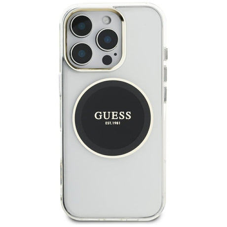 Husa de protectie Guess IML Metal Colored Circle MagSafe (GUHMP16XHTDRCEDK) compatibil cu iPhone 16 Pro Max, Negru