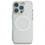 Husa de protectie Guess IML Metal Colored Circle MagSafe (GUHMP16XHTDRCEDH) compatibil cu iPhone 16 Pro Max, Alb