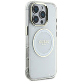 Husa de protectie Guess IML Metal Colored Circle MagSafe (GUHMP16XHTDRCEDH) compatibil cu iPhone 16 Pro Max, Alb