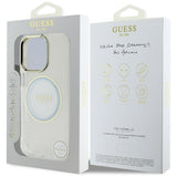 Husa de protectie Guess IML Metal Colored Circle MagSafe (GUHMP16XHTDRCEDH) compatibil cu iPhone 16 Pro Max, Alb