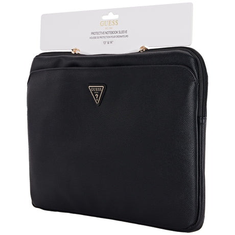 Geanta Guess Computer Sleeve Grained Triangle Logo (GUCS14ZPGTSPSK), for Laptop, Tablet 14", Zipper, Pocket, Eco-Leather, Negru